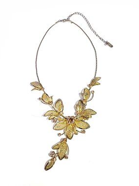 Y2K gold mesh floral Goddess necklace